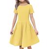 Generic WINWUQB Abiti per ragazze a maniche corte gonna tinta unita Sunshine Beach Candy Color Gioventù Carino Confortevole Traspirante Compleanno Bambini Vestito Estate Alla Moda