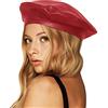 Wheebo Berretti in pelle PU per le donne francesi berretti cappelli artista pittore cappello classico solido stile