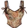 SCARLET DARKNESS Women Renaissance Corset Square V-Neck Lace-up Corset Top Floral Shapewear Corsets