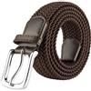 JUKMO Cintura Elastica Intrecciata per Uomo e Donna, Cintura in Tessuto Elastico Allungare in Confezione Regalo (Caffè, L-per Vita 91cm-100cm (Lunghezza 115cm))