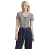 Levi's Donna T-Shirt Muse Tee con Scollo a V, a Costine, Nero (Vanilla Stripe Cavia), S