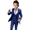 Botong 3 PC Boy Suit per Wedding Peak Risvolto Fiore Ragazzo Abiti Slim Fit Formale Ragazzi Smoking Ragazzi Del Partito Vestito, Royal Blue, 8 Anni