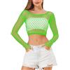 LemonGirl LEMON GIRL - Maglia a rete da donna, a maniche lunghe, babydoll, taglia unica, taglia 38-48, Verde scuro, taglia unica