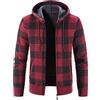 Generic Cardigan in pile con cerniera completa da uomo | Maglione a quadri invernale | Giacca con cappuccio e fodera in pile con coulisse | Caldo maglione a quadri pesante a maniche lunghe con cappuccio