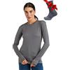 Merino.tech Maglia Termica Donna Lana Merinos - 100% Lana Merino Intimo Donna Leggero, Medio, Pesante con Calzini (Large, 165 Perfect Grey)