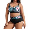 Tuopuda Costume Donna Due Pezzi Taglie Forti Push Up Imbottito Reggiseno Costumi da Bagno Bikini Mare a Spiaggia Piscina Curvy Swimwear Regolabile M-4XL