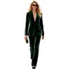Botong - Completo da donna 2 pezzi in velluto con rever da lavoro per ufficio, completo da sposa, smoking, blazer e pantaloni, Verde scuro, XL