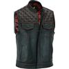 Leatherick Groove Club Gilet Pelle Uomo - Fodera in Raso Paisley Tradizionale Con Cuciture a Rombi Rossi (2XL)