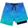 Kids4ever Costume da Bagno per Ragazzi Fodera a Compressione Pantaloncini da Bagno per Bambini Estate Quick Dry Hawaii Beach Boardshorts con Tasche Adolescenti 14-16 Anni