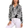 JiuPopular Camicetta da donna, camicia a maniche lunghe zebrata con animali astratti, camicia con bottoni per feste di lavoro, Zebra, animale astratto, XL