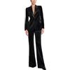 Botong Set di 2 pezzi da donna in velluto con risvolto a punta pantalone vestito formale Business Suit smoking matrimonio