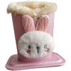 QLoztyse Portaocchiali in Peluche Stand Porta Occhiali Da Tavolo con Interno Soffice Protettivo Organizer Multifunzione per Penne E Lenti in Silicone Antirigat, Coniglio Rosa