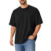 Re Tech UK - Maglietta da uomo oversize in cotone - T-shirt pesante tinta unita da uomo UK - T-shirt casual da palestra da uomo - 205 g/m², Nero , XXL