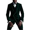 Botong 3 PC Velluto Verde Vestito Degli Uomini Doppio Petto Scialle Risvolto Affari Vestito Giacca Gilet Pantaloni Sposo Smoking