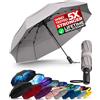 TUMELLA Strongest Windproof Travel Umbrella (Compact, Superior & Beautiful), Small Strong but Light Portable and Automatic Folding Rain Umbrella, Durable Premium Grip, Fits Car & Backpack