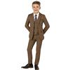 Botong 3 PC Un Pulsante Formale Ragazzi Suit Slim Fit Blazer Gilet Pantaloni Ragazzi Partito Vestito Boy Suit per Matrimonio, Marrone, 10 Anni