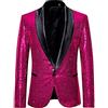 Botong Scialle risvolto paillettes Giacca Uomo Regular Fit Monopetto Smoking Blazer Prom Partito Cappotto Performence Giacca, Fucsia, 48