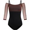 HROYL Body da Danza Donna con Off the Shoulder Manica 3/4 Leotard da Balletto Body Top Ginnastica,L