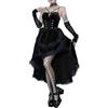 XKBHYD Abito da donna gotico a balza alta e bassa per cocktail party, vintage, in pizzo, con scollo, vita elastica e pieghe, aderente, 1-Nero., M