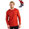 Merino.tech Maglia Termica Lana Merino Uomo - 100% Intimo Termico Lana Merino Uomo Leggero, Medio, Pesante con Calzini (Large, 165 Chili Red)