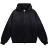 Leader of the Beauty Felpa con cappuccio oversize da uomo, stile vintage, con zip intera, in cotone pesante, stile vintage invecchiato, giacca casual, Nero , XL