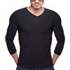 Generic WINWUQB - Maglietta termica da uomo con scollo a V, a maniche lunghe, in pile caldo, comoda, morbida, aderente, stile casual e classico, Nero , L
