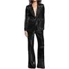 Botong Completo da donna con paillettes alla moda, un bottone, 2 pezzi, smoking, blazer, pantaloni, ballo studentesco