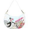 Braccialini Cartoline Lt Borsa hobo in similpelle con manico singolo e tracolla regolabile e removibile, pensata per una portabilità versatile. La forma arrotondata accoglie una stampa vivace dedicata