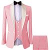 Leader of the Beauty Abito da uomo 3 pezzi da ballo slim fit abito da sposa scialle risvolto sposo smoking (blazer + gilet + pantaloni), rosa, 50chest/44waist