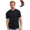 Merino.tech Maglietta Lana Merinos Uomo Manica Corta + Calzino (Charcoal Grey, Large)