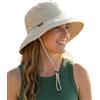 Creekstone Cappello a tesa larga da sole per donne, UPF 50+, falda larga, impermeabile, pieghevole, cappello da pioggia per escursionismo, attività all'aperto, viaggi, Beige, Taglia unica
