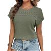 Chicrise T-Shirt Donna Maniche a Pipistrello Crochet Magliette Elegante Pizzo Top Moda Leggero Verde Piccolo 34-36