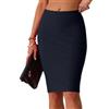 IWOLLENCE - Gonna da donna a matita, UK, elasticizzata, vita elasticizzata, midi, gonna sexy da ginocchio, ideale per uso casual estivo e in ufficio, blu navy, L