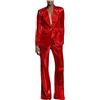 Botong Completo da donna con paillettes alla moda, un bottone, 2 pezzi, smoking, blazer, pantaloni, ballo studentesco
