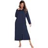 Generic Accappatoio da donna Casual Primavera Autunno Inverno Freddo Accappatoio Tinta unita Abbigliamento per la casa con cappuccio Abito a maniche lunghe, Marina Militare, XXL