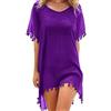 FFWTPY Copricostume Donna con Scollo V Copricostumi Chiffon Mare Abito da Spiaggia con Nappa Estivi Allentato Cover Up Costumi Bikini Cover Up Sexy Sciolto Beachwear (Viola)