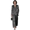 Botong 2 pezzi pantaloni vestito per le donne doppio petto Business Suit per il lavoro a picco bavero Prom smoking blazer pantaloni, Grigio scuro, XL