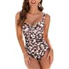 WIN.MAX Costume Intero con Costumi da Bagno Imbottiti in Rete Costumi da Bagno Taglie Forti da Donna Monokini Push up Vintage per Coppe da C a DD (Macchie Moka, EU42)