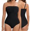 Lenashape, Body modellante senza spalline per donna, triangolare, contenitivo, a canotta, nero, Small
