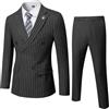 Leader of the Beauty Completo smoking da uomo 2 pezzi doppiopetto slim fit a righe set per feste matrimoni giacca e pantaloni, Nero , L