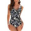 WIN.MAX Costumi da Bagno Interi per Donna Scollo a V Costume Intero Donna con Controllo della Pancia Monokini con arricciature, per Coppe da D a G