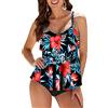 WIN.MAX Costume da Bagno Tankini da Donna Set Vita Alta Volant Volant 2 Pezzi Bikini Set Costume da Bagno Plus Size Costume (Ibisco Rosso,EU40)