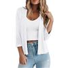 Kistore Cardigan da donna all'uncinetto estivo kimono manica a 3/4 da donna casual aperto davanti scollo a V coprispalle per abito da festa, bianco, XL