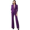 Botong Abiti da Donna 2 Pezzi Set con Revers a Picco Eleganti Abiti da Donna Pantaloni Eleganti Casual Formali Smoking, Viola, M