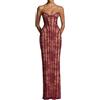 YANPINGJIA Abito da sera lungo formale da donna, senza spalline, pizzo floreale, corsetto, abito stretto per eventi sul tappeto rosso ed elegante riunioni, maxi abito aderente