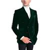 Botong Blazer da uomo doppiopetto in velluto con risvolto a tacca giacca smoking da matrimonio festa abbigliamento casual, Verde scuro, 52