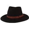 Hut Breiter Breiter Cappello da Trekking Feltro 100% Lana, Pieghevole e Impermeabile, Fedora Finiture in Pelle, da Uomo e Donna, Nero - Frange, 57