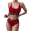 TOMEEK Donna Bikini Set con Mesh Due Pezzi Costume da Bagno Push up Imbottito Alto Taglio Sport Swimwear Swimwear ad Alto Vita Bikini Beachwear per Le Donne(Vino Rosso,L)