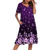 Ekouaer Abito da donna con tasche, Viola Nero Floreale, XL