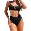 FDEETY Costume Donna Due Pezzi Bikini Hollow out A Vita Alta Push Up Bikini Swimwear Sexy Costumi da Bagno Beachwear per Spiaggia Mare Estate